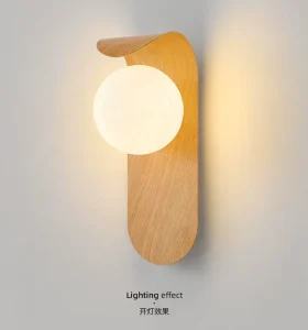 Indoor Bedroom Living Room Wall Lamp Raw Wood Walnut Wood Wall Light