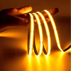 Indoor COB LED Strip Light Infinitely Dimmable Remote Control 10mm Wide Dual Color Temperature 608 LEDs