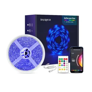 Indoor Dimmable 12V 5050 RGB WiFi Music IR Remote App-Controlled Non-Waterproof LED Strip Light