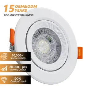 Indoor Led Recessed Ceiling Light for Building Plastic 9W 7W 5W 3W Round Square COB Spot Downlight