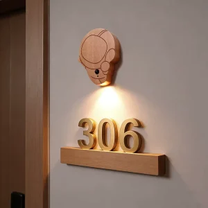 Indoor Motion Sensor Wooden Night Light AA Battery Operated for Bedroom Bedside Corridor Staircase Living Room