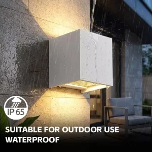 Indoor Outdoor High quality Non-Glaring LED Solar Wall Lamp IP65 Waterproof Aluminum Construction Modern Design Garden