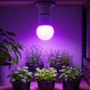 Indoor Plant Grow Light Bulb Red Blue Dimmable Flicker Free 120V E26 Lamp for Houseplants Seed Starting Flower Blooming