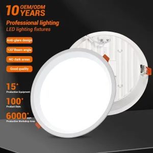 Indoor White Round Aluminum PP 7W 12W 15W 20W 30W Recessed LED Ceiling Panel Light