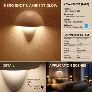 Indoor and Outdoor Wall LED Lamp Black and White Garden Lights with 6W Power Aluminum Body Mushroom Wall Sconce Light