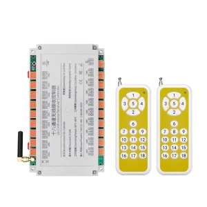 Industrial 18-Channel DC RF Remote Control Switch Receiver 433MHz Wireless Relay Controller Fixed Rolling Plastic AAA Battery