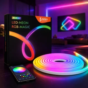 Industrial Strength USB Powered 5V Smart App RGBIC LED Neon Flex Strip IP65 Flexible PVC UV Resistant 5m Dimmable Signage