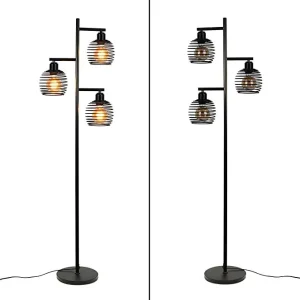 Industrial Style Floor Lamp E27 with LED Filament Bulb Corner Standing Study Reading Floor Lamp for Living Room