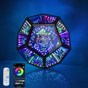Infinity Mirror Light Cool Led Changing Night Light with Music Sync Function for USB Powered for Computer Gaming Desk Birthday
