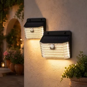 Integrated Solar Wall Lamp with PIR Motion Sensor IP65 Waterproof LED Security Light for Villa, Driveway, Porch, and Garage