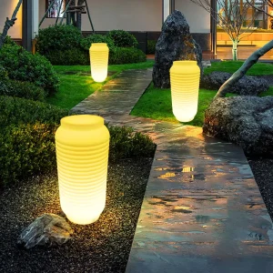 Intelligent RGB LED Solar Garden Lights for Outdoor Lawn Waterproof Plastic Lantern Color Changing Lighting IP65 Battery