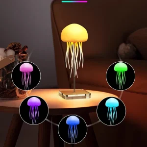 Intelligent Voice controlled Jellyfish Lamp LED Suspended Ambient Light Creative Night Light App Remote Control Battery Included