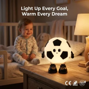 Interactive Tap Control Football LED Night Light RGB Color Changing Silicone Lamp Sports Themed Bedroom Decor Kid Gift