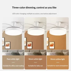 Invisible Fan Light Modern Iron Ceiling Fan with Integrated LED Light for Bedroom Living Room