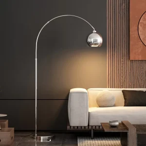 Iron Fishing-style Nordic Minimalist Floor Lamp with LED Light Stepless Dimming Spherical Shade for Living Room Decor