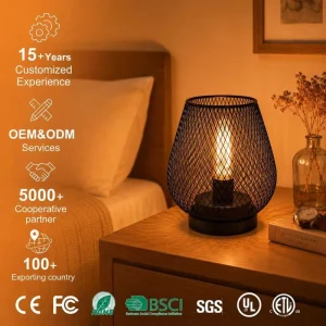 Iron LED Atmosphere Light Wireless Battery-Powered Metal Night Light for Office Bedside Balcony or Garden