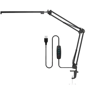 Iron Long arm LED Desk Lamp for Students Children Eye Protecting Studying Bedside Lamp Dorms Bedrooms Computer Monitor USB