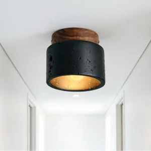 Italian Black Travertine Marble Decor Lamp LED Ceiling Light for Entrance Hallway Balcony Bedroom Living Room Restaurant Hotel