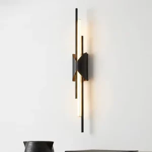 Italian Minimalist Long Strip All Copper LED Wall Lamp Living Room TV Background Ambient Light Modern Luxury Bedroom