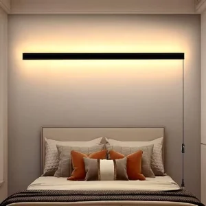 Italian Minimalist One-line Design Wall Sconce Matte Black LED Warm White 4100K Acrylic Indoor Wall Lamp for Living Room