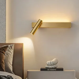 Italian-style Light Luxury LED Iron Hotel Bedroom Bedside Reading Rotatable Spotlight Wall Lamp