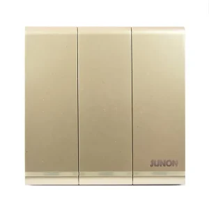 JUNON New Arrival Wall Switches China 3 Gang 1 Way Light Switch GOLD
