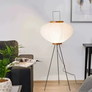 JYLIGHTING Modern SAA UL CE White Round Japanese Floor Lamp Tripod Floor Lamp Standing Lamp for Living Room