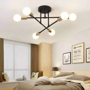 JYLIGHTING Nordic Modern 6 Socket LED Ceiling Light Indoor Industrial Iron Lighting for Home Office Bedroom Restaurant