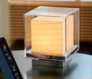 Japanese Minimalist Glass Table Lamp Modern Square Bedside Light Hotel Living Room Decorative Ambient Lighting