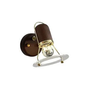 Japanese Style Vintage LED Wall Sconce Bedroom Bedside Lamp Mid Century French Inspired Walnut-toned Acrylic Shade Hallway