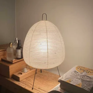 Japanese Wabi Sabi Style Paper Table Lamp for Bedroom Living Room Creative Bedside Rice Paper Design Remote LED Advanced