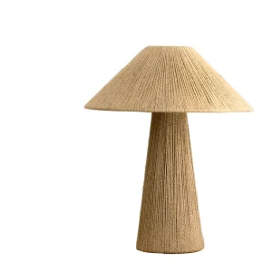 Japanese Wabi sabi Straw Hat Metal Woven Table Lamp Southeast Asian Homestay Bedroom Bedside Showroom Straw Retro Lamp