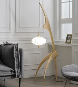 Japanese style Retro Homestay Walnut Living Room Floor Lamp Sofa Side Creative Designer Shuiji Wind Solid Wood Study Lamp