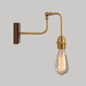 Japanese-style Walnut Brass Bedside Wall Lamp Glass Shade Edison LED Minimalist Vintage Vanity Light for Living