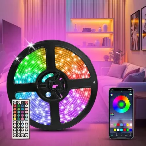 Joystar 20m Smart Strip Light 12LEDs m RGB Color Change APP Control and Remote Control LED Strip Lights for Home Decoration