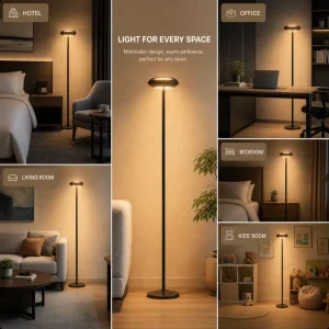 KA Lighting 1500LM Smart Floor Lamp RGBWW Triple Zone Control Modern LED Standing Lamp with Matter WiFi App Remote