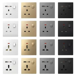 KESHIQI High Quality CE Certified 86mm Premium Matte PC BS Standard 13A Wall Switch and Socket for Home Office