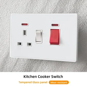 KESHIQI High Quality Ultra Thin Tempered Glass Wall Socket 13A 16A Universal Outlet for Home Hotel Office