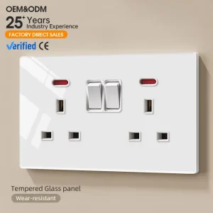 KESHIQI Universal Standard Tempered Glass Wall Socket Electrical Outlet Modern Ultra Thin Design House Switch AC 220 250V 16A