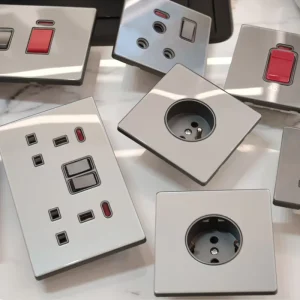 KESHIQI Wear Resistant Tempered Glass Light Switches and Sockets Eu Standard for Apartment & Villa Projects