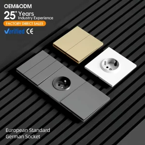 KSQ Modern Aesthetic Grey 10A PC Switch Socket Recessed Mount Design Perfect Match for Various Home Decoration Styles