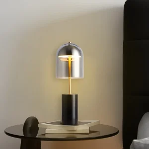 Kasanto Nordic Modern Luxury LED Table Lamp with Glass Shade Warm White Light for Bedroom Home Decor