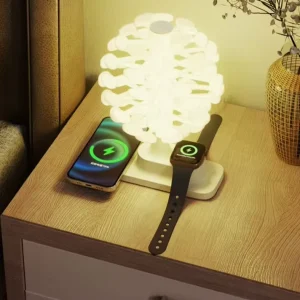 Kids Night Light with 15W Wireless Charging, RGB Color Changing, Eye Protection, and Spiral Tree Design