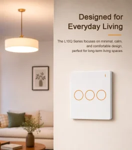 L10Q 3 Gang Zigbee Smart Wall Switch No Neutral Wire Round Push Buttons for Incandescent Energy Saving and Fluorescent Lamps
