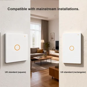 L10Q Zigbee 1 Gang Smart Wall Switch No Neutral Wire Round Concave Button Voice Control Gloss White PC Panel