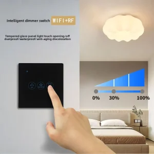 LAPU EU 220V Tempered Glass Neutral Line 3 Gang Smart Dimmer Switch with Touch Control Alexa WiFi Zigbee & Remote Smart Life App