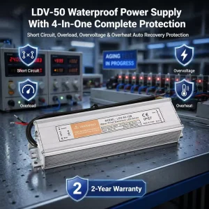 LDV-50 12V/24V 50W IP67 Waterproof Constant Voltage LED Driver Transformer for LED Lighting and CCTV Cameras