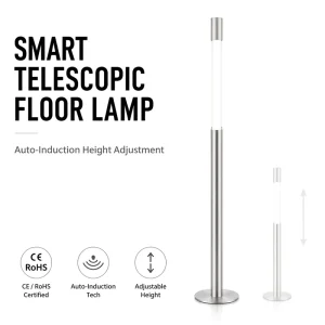 LED 15W Modern Standing Novelty Indoor Floor Light Iron Adjustable Height Scalable Design Living Room Silver Black