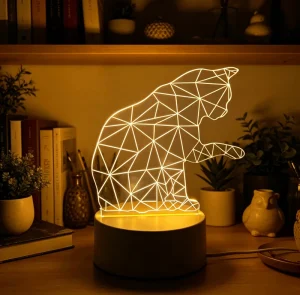 LED Acrylic 3D Cat and Deer Night Light