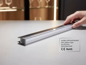 LED Aluminum PC Shelf Light for 8mm Cabinet Shelf Gradient Back Panel Lighting Dimmable Display Case YB2004-21